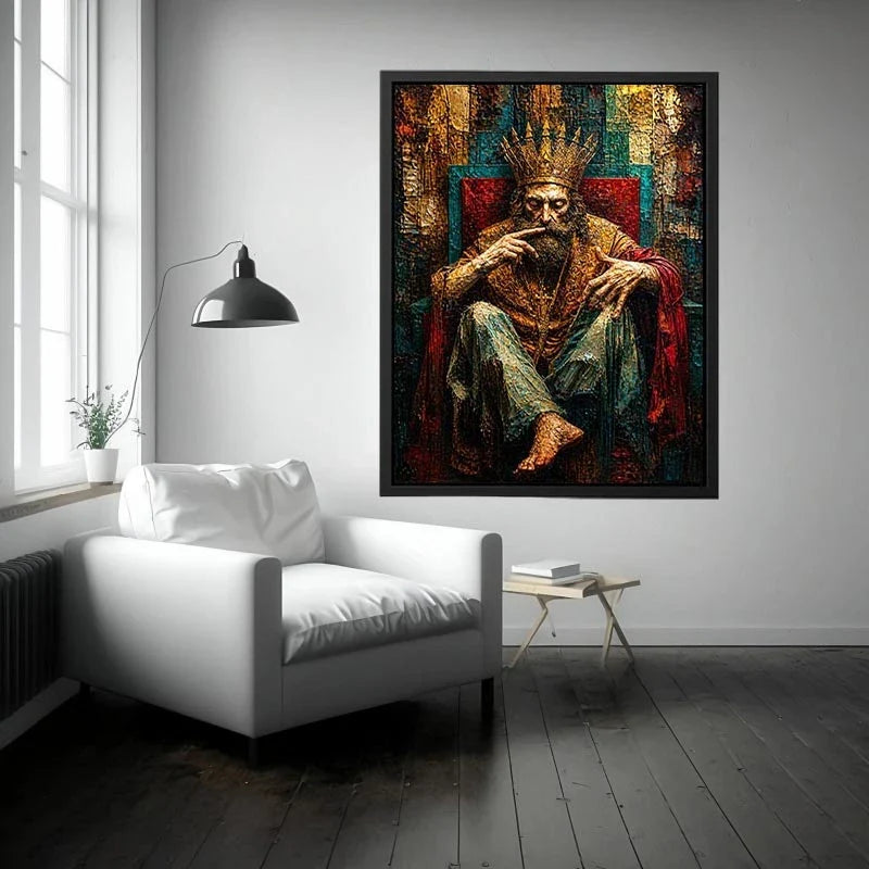Regal king in moody portrait