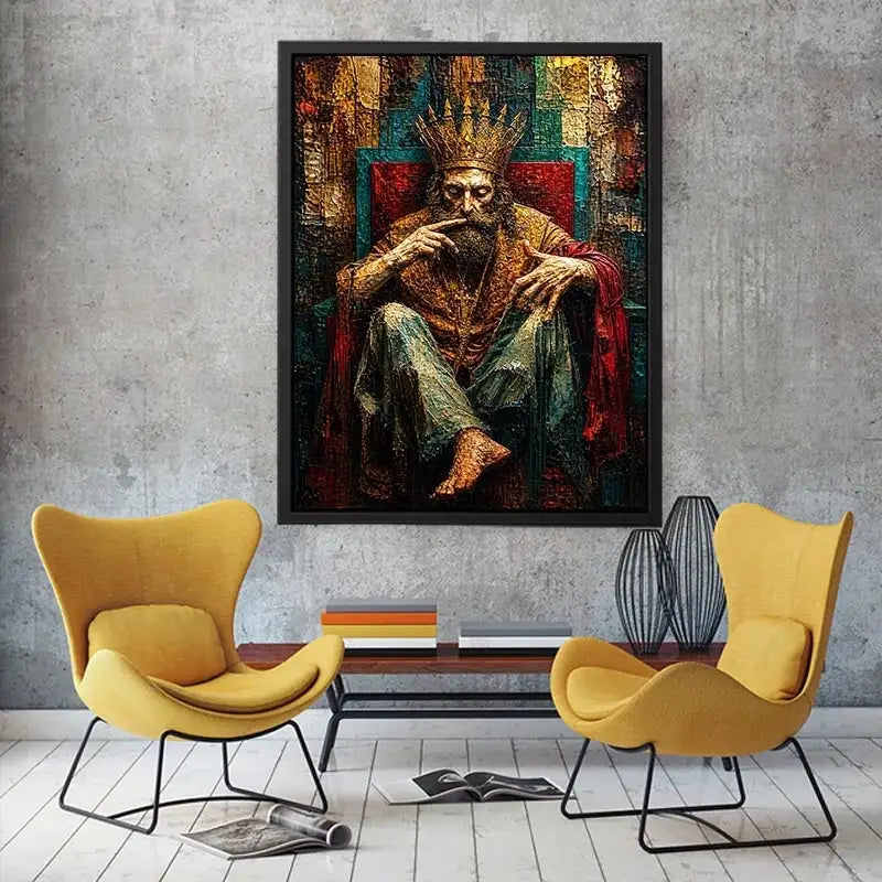 Regal king in moody portrait