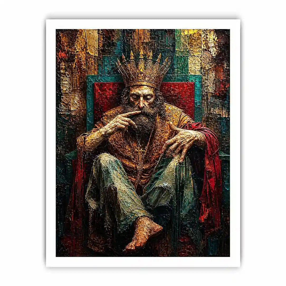 Regal king in moody portrait