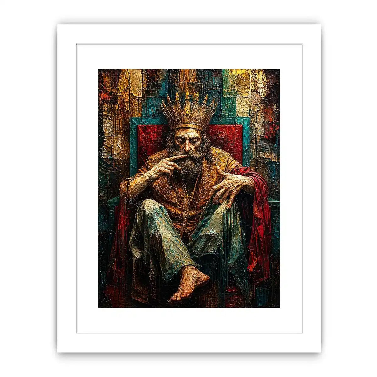 Regal king in moody portrait
