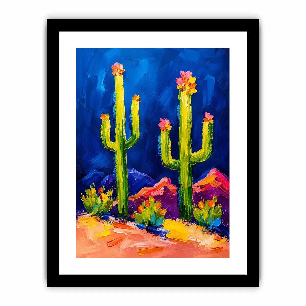 Vibrant cactus desert landscape in color