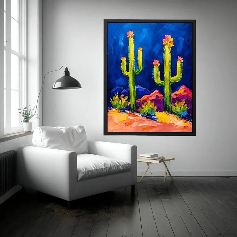 Vibrant cactus desert landscape in color