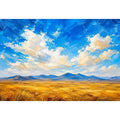 Vast golden plains beneath dramatic skies