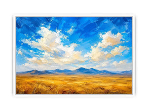 Vast golden plains beneath dramatic skies