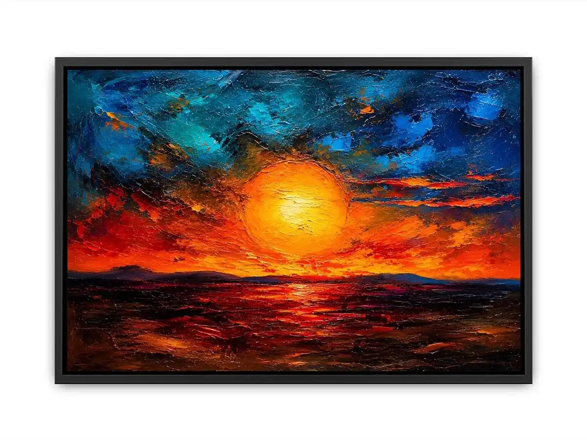 Vivid abstract sunset with glowing reflections