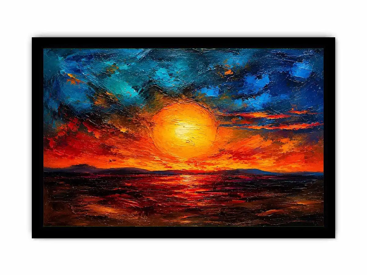 Vivid abstract sunset with glowing reflections