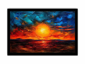 Vivid abstract sunset with glowing reflections