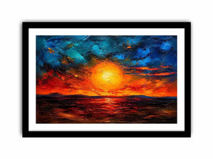Vivid abstract sunset with glowing reflections