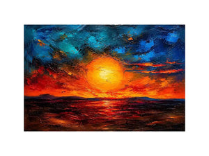 Vivid abstract sunset with glowing reflections