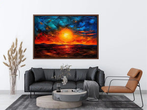 Vivid abstract sunset with glowing reflections