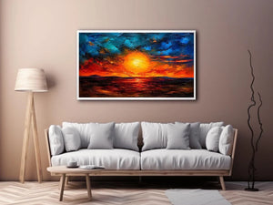 Vivid abstract sunset with glowing reflections