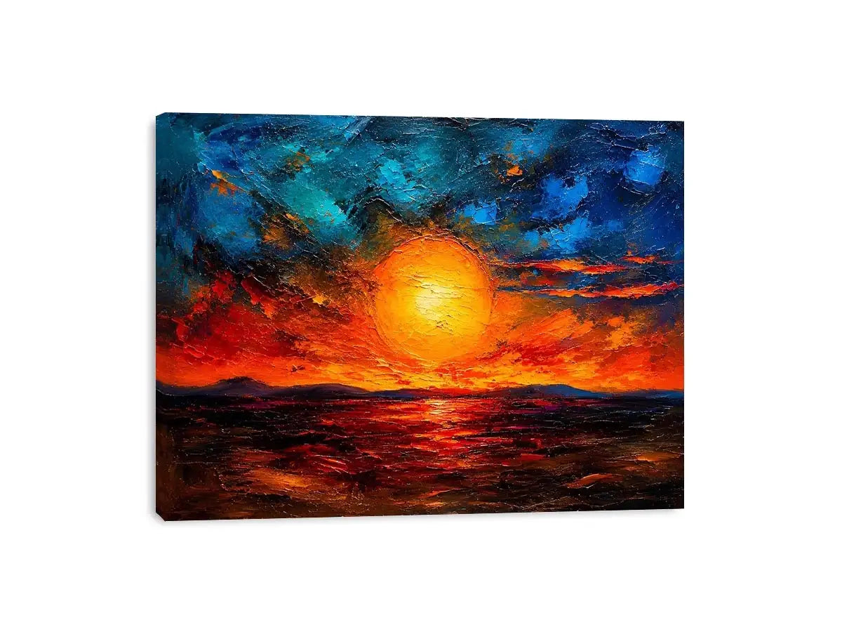 Vivid abstract sunset with glowing reflections