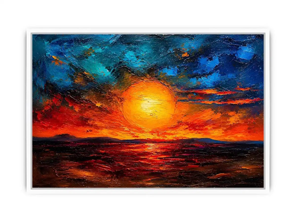 Vivid abstract sunset with glowing reflections