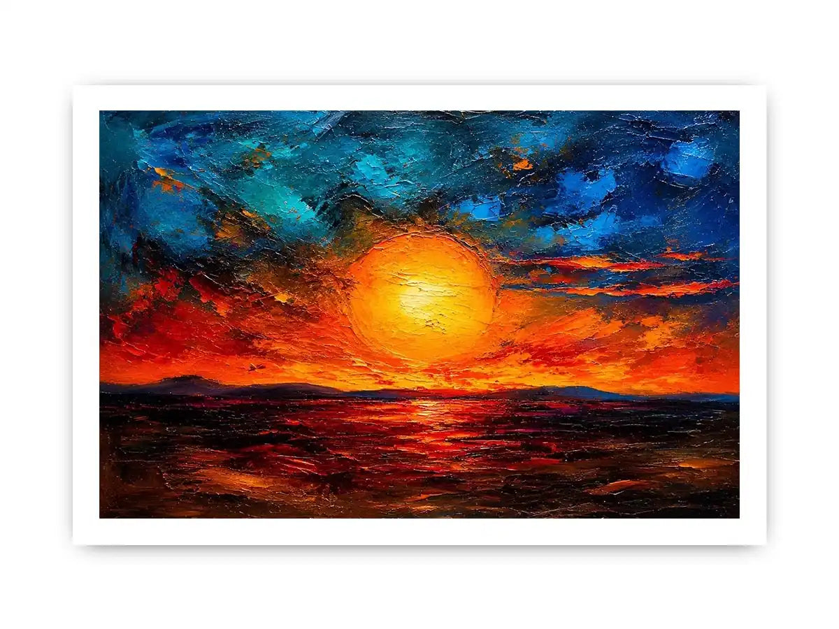 Vivid abstract sunset with glowing reflections