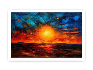 Vivid abstract sunset with glowing reflections