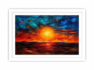 Vivid abstract sunset with glowing reflections