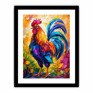 Vibrant rooster in abstract colors