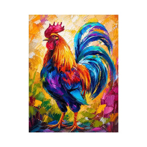 Vibrant rooster in abstract colors