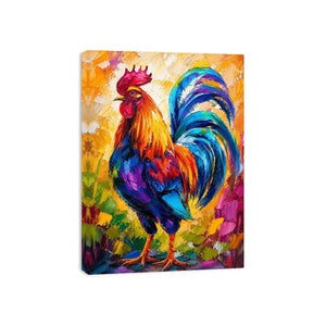 Vibrant rooster in abstract colors