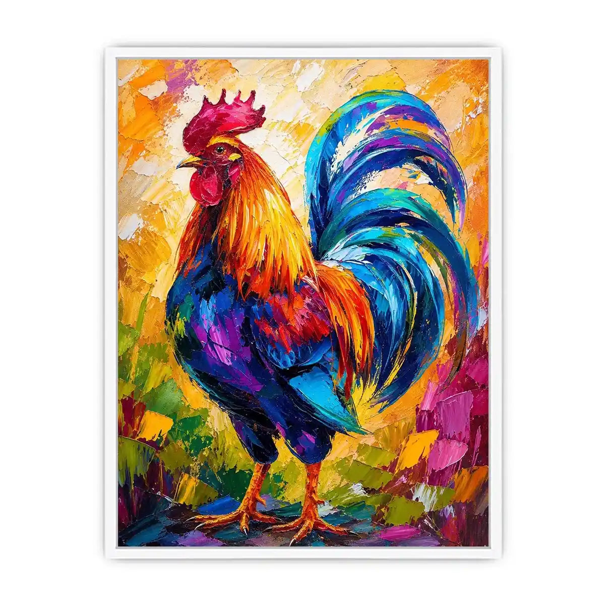 Vibrant rooster in abstract colors