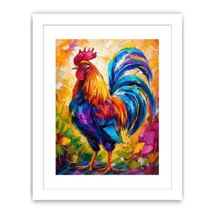 Vibrant rooster in abstract colors