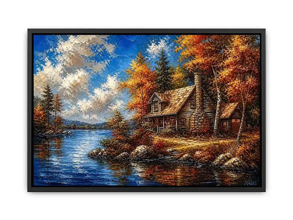 Lakeside autumn cabin retreat
