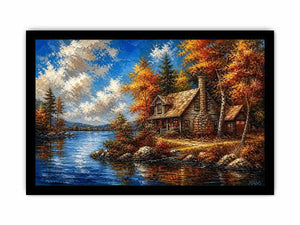 Lakeside autumn cabin retreat