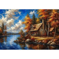 Lakeside autumn cabin retreat