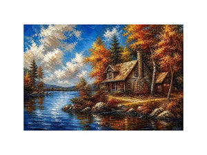 Lakeside autumn cabin retreat