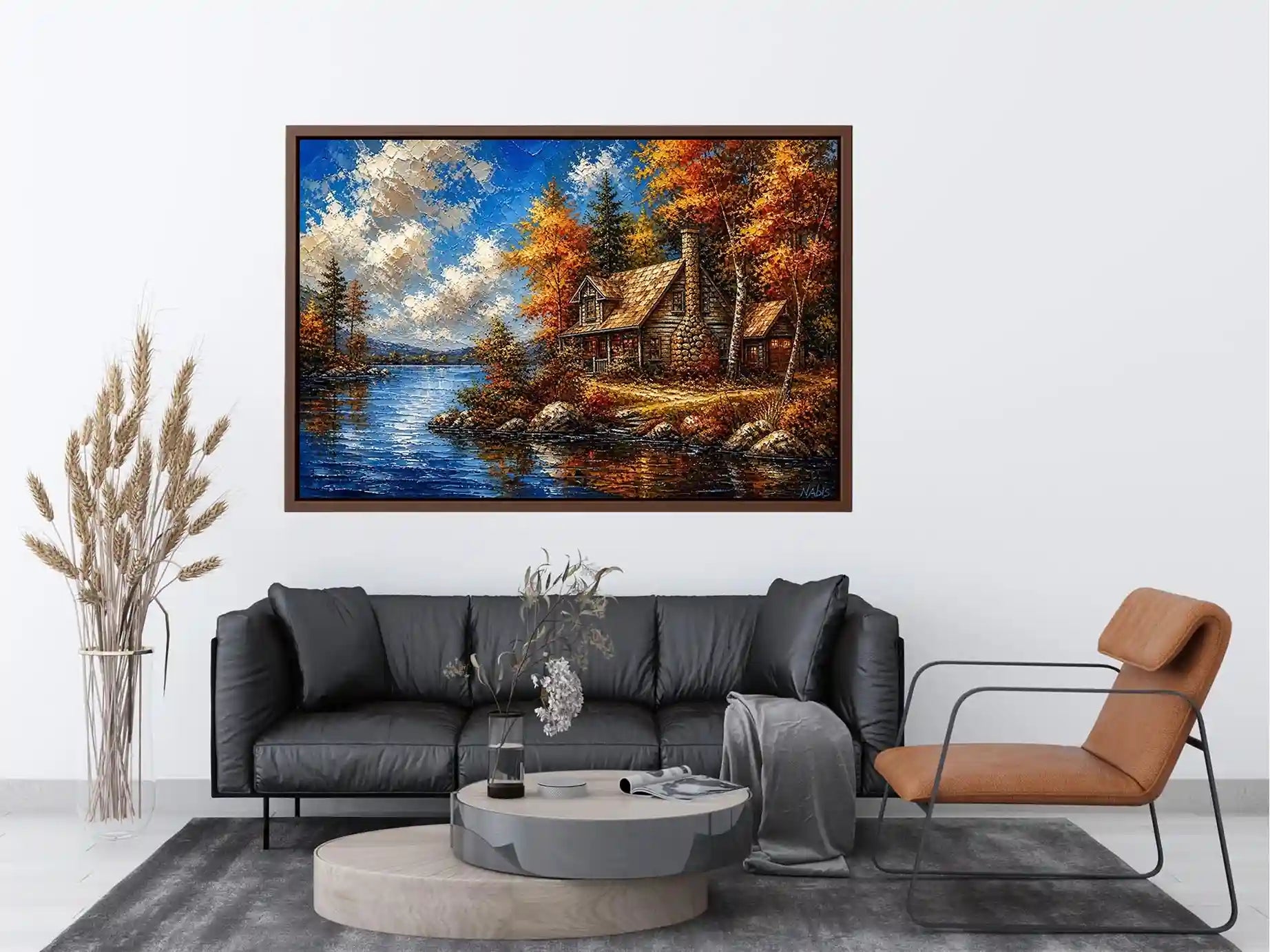 Lakeside autumn cabin retreat