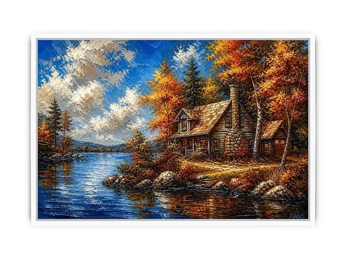Lakeside autumn cabin retreat