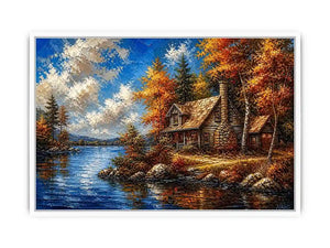 Lakeside autumn cabin retreat