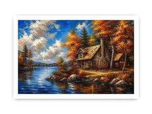 Lakeside autumn cabin retreat