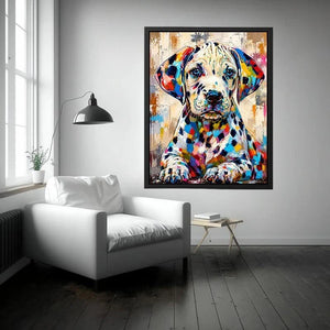 Colorful Dalmatian puppy in pop-art style