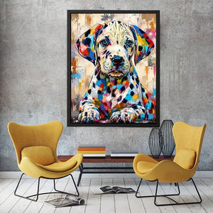Colorful Dalmatian puppy in pop-art style