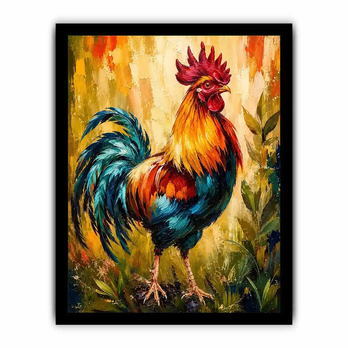 Majestic rooster in vibrant brushstrokes