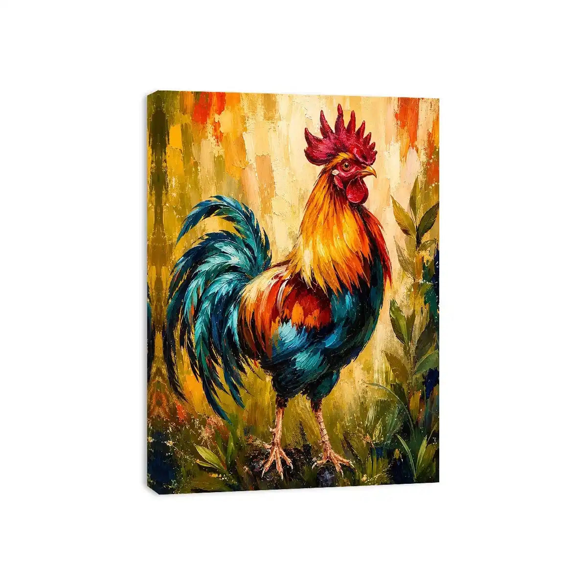 Majestic rooster in vibrant brushstrokes