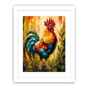 Majestic rooster in vibrant brushstrokes