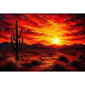 Desert sunset with cactus silhouette