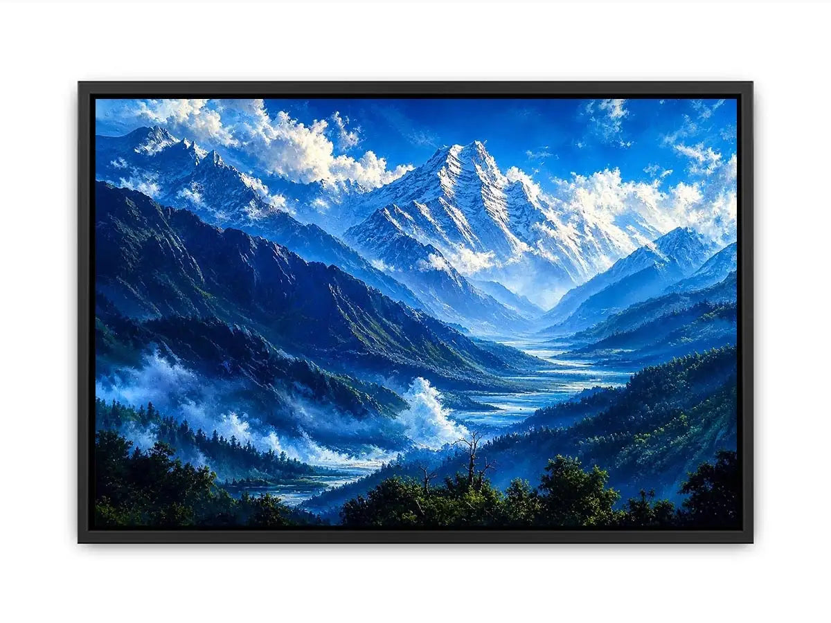 Majestic mountain valley under clear skies