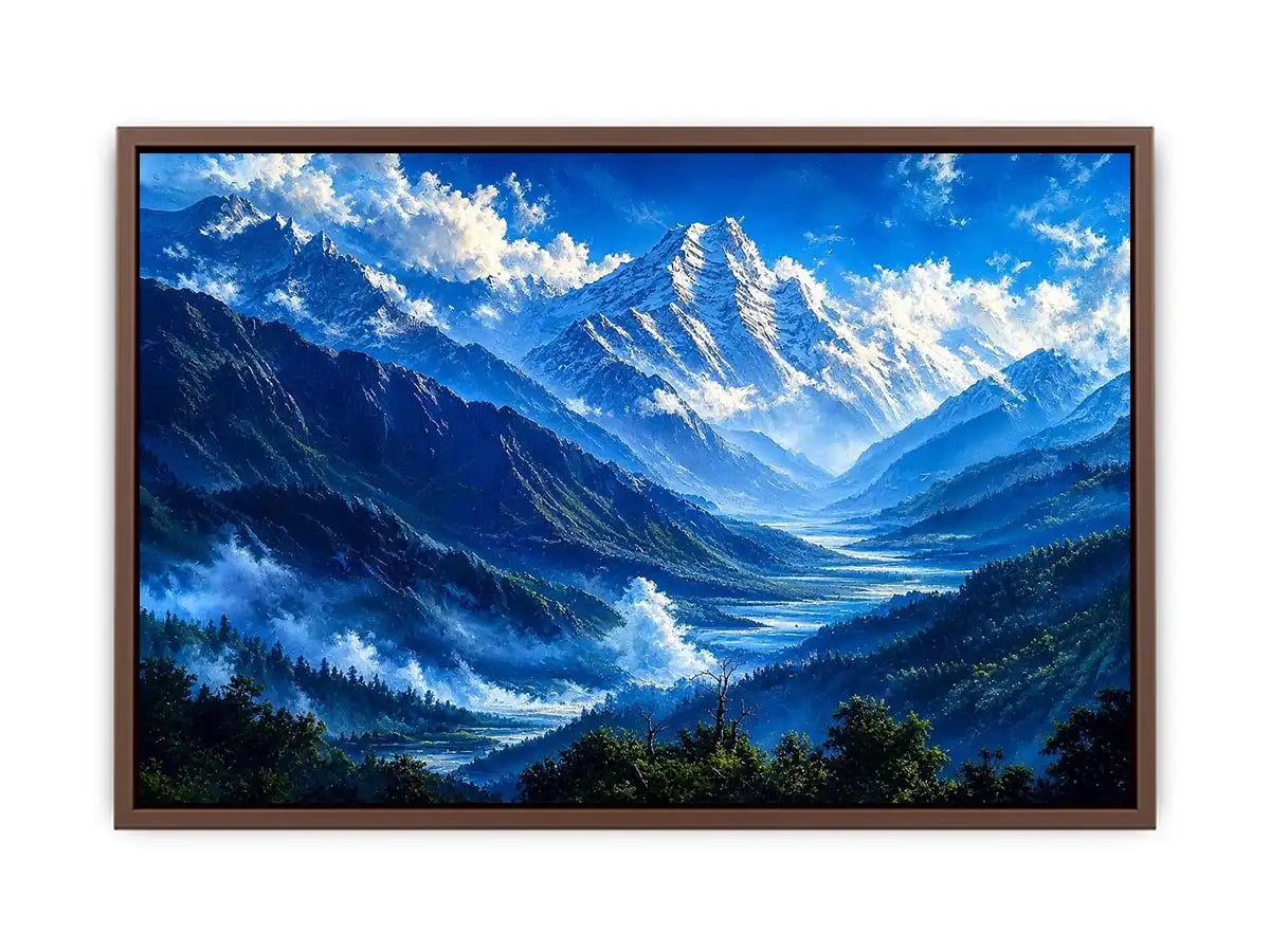 Majestic mountain valley under clear skies