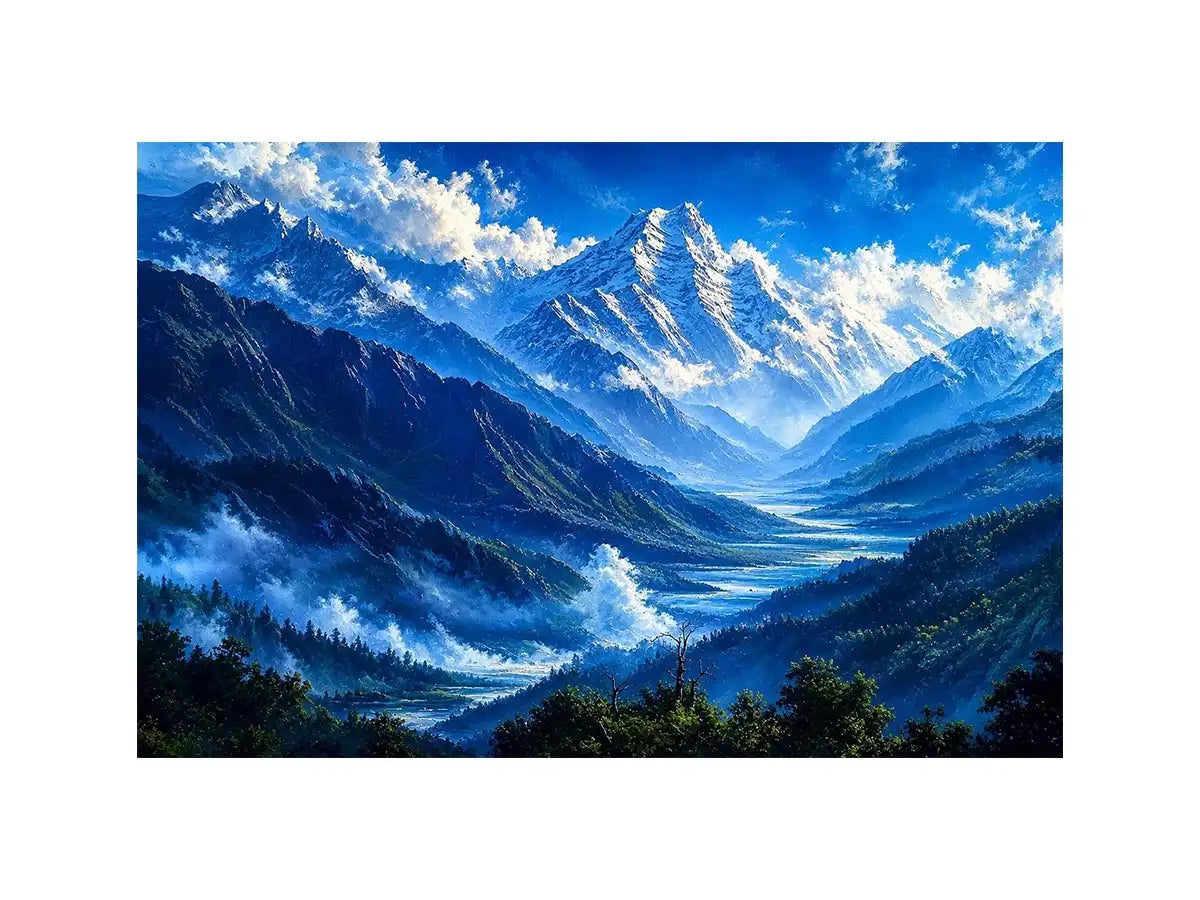 Majestic mountain valley under clear skies