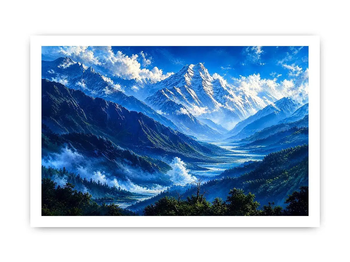 Majestic mountain valley under clear skies
