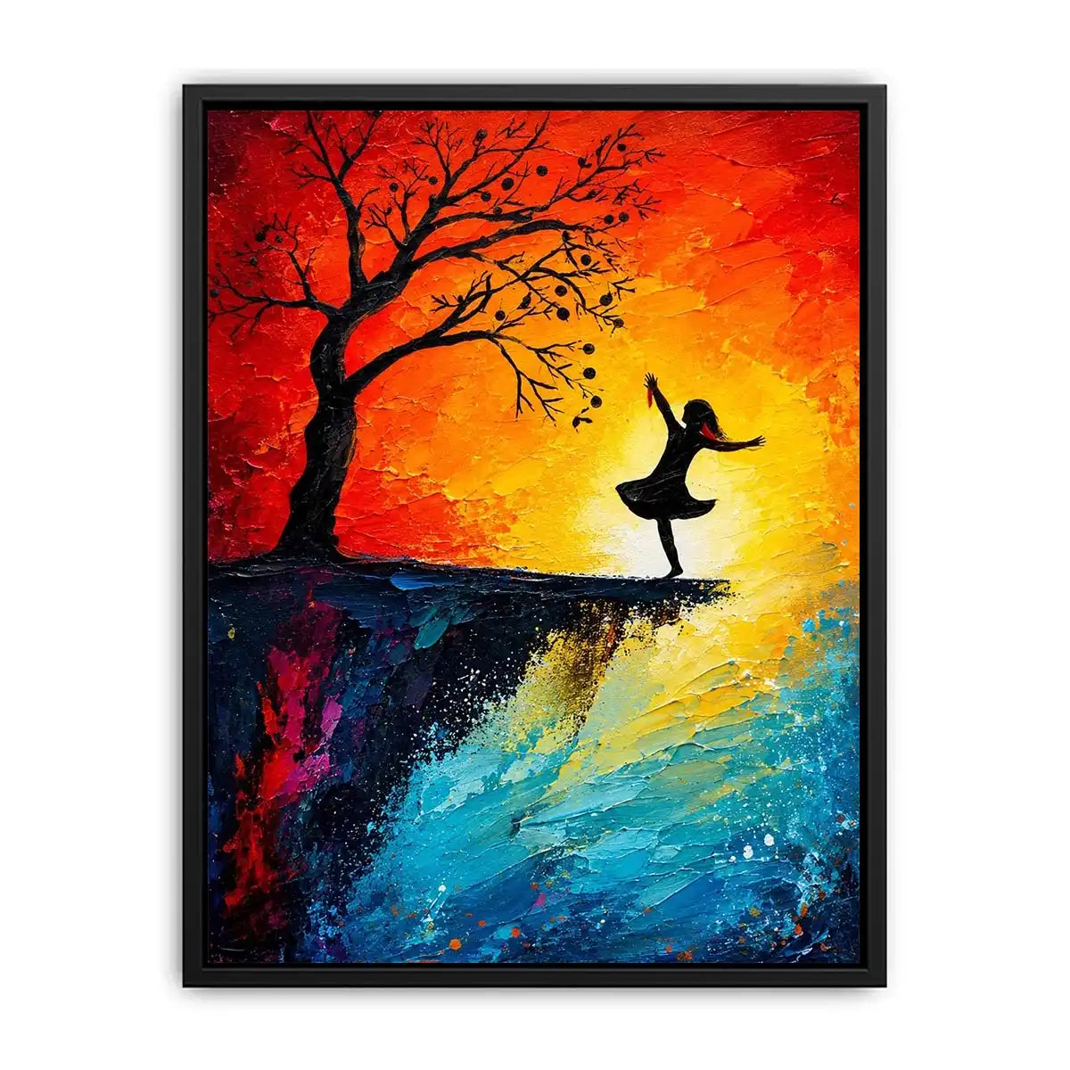 Dancing silhouette against fiery sunset