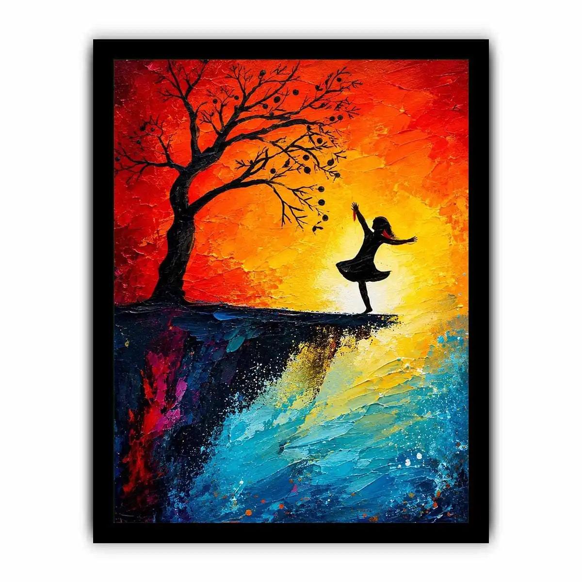 Dancing silhouette against fiery sunset