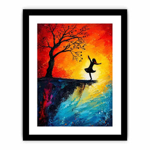 Dancing silhouette against fiery sunset
