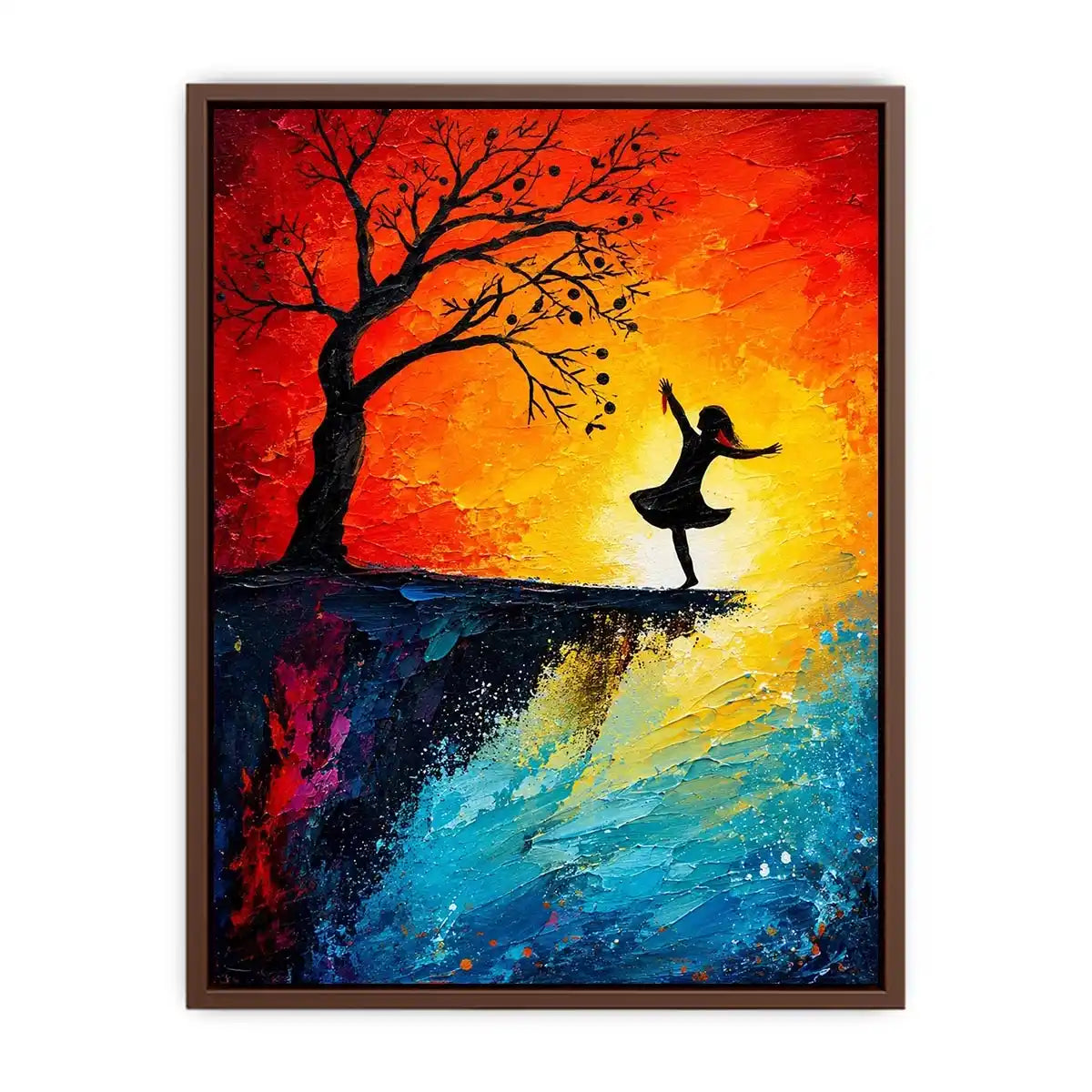 Dancing silhouette against fiery sunset