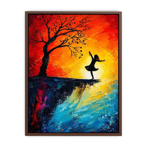 Dancing silhouette against fiery sunset
