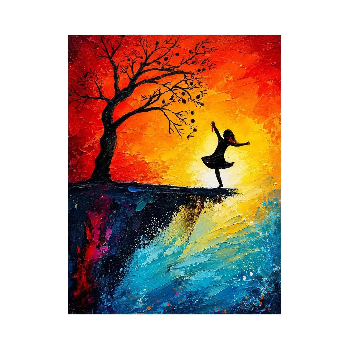 Dancing silhouette against fiery sunset