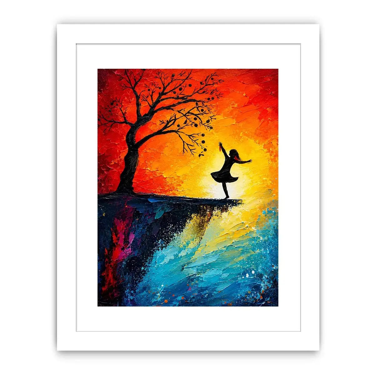 Dancing silhouette against fiery sunset
